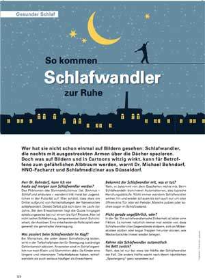 Apothekenmagazin Kopffit, Juli 2015: So kommen Schlafwandler zur Ruhe